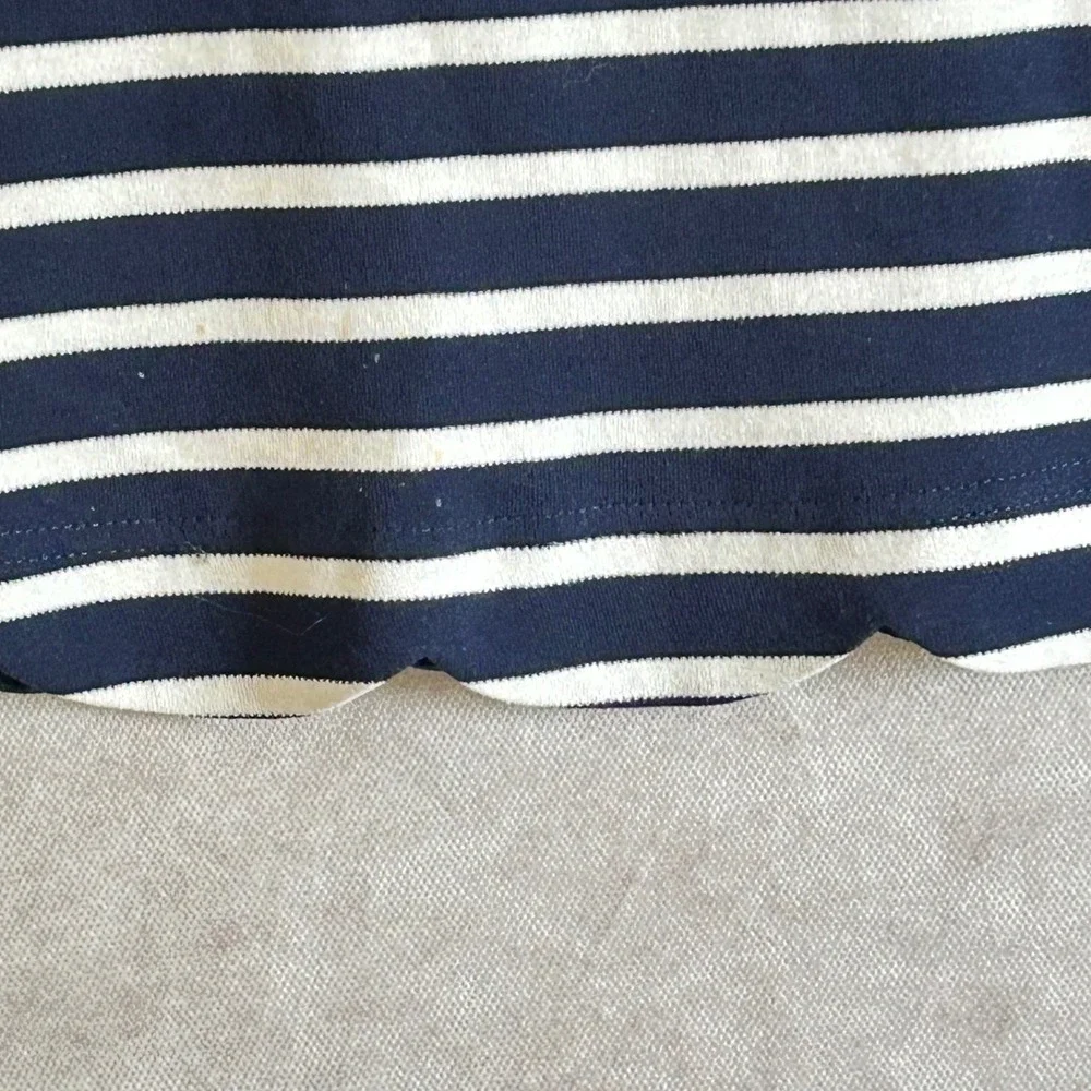 Papermoon Womens Navy White Striped Halter Mini Dress Scallop Hem CD5302‎ Size M